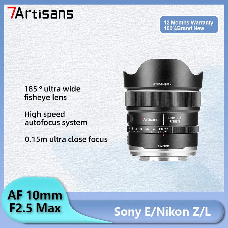 7artisans 10mm f2.5 MAX 180° เลนส์ Fisheye มุมกว้างพิเศษ Full-Frame สําหรับ EL