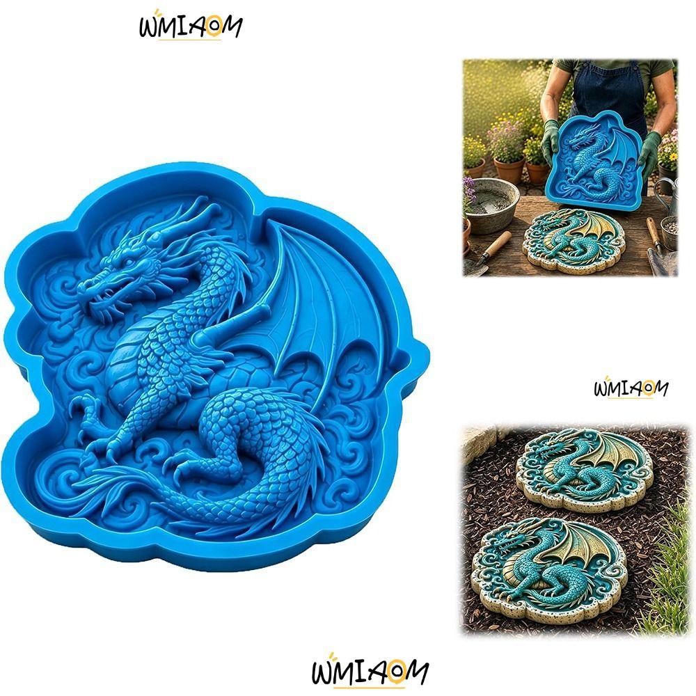 WMIAOM Stepping Stone Mold, Reusable Cement Garden Path Cement Mould, Creative Dragon Shape ซิลิโคนป