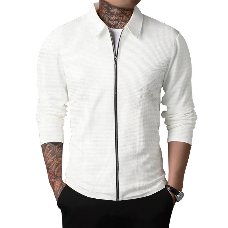 ZONE เสื้อแจ็คเก็ตผู้ชาย Waffle Zipper Outdoor Slim-fit