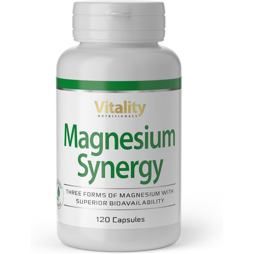 Magnesium Synergy 3 พับ Power: Citrate, Glycinate & Malate, Muscle, Energy, 120 แคปซูลแมกนีเซียมที่ม