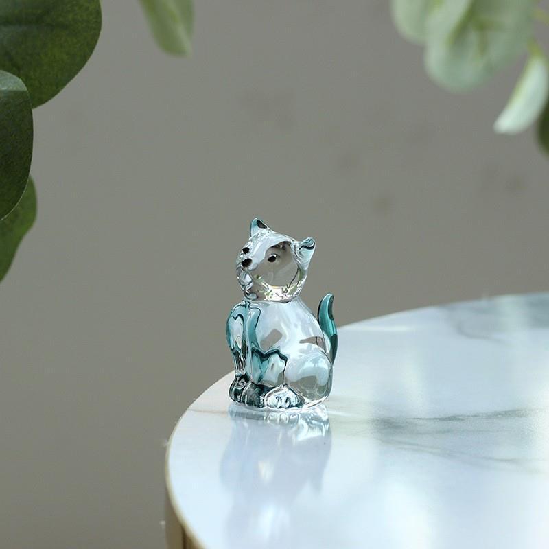 Creative Glaze Glaze Glaze Glaze Grand View Garden Cat สัตว์สุนัขคริสตัลตกแต่ง Desktop Glass Craft ต