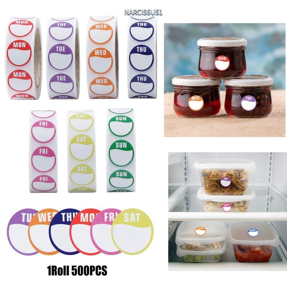 NARCISSUS13A0E สติกเกอร์วันที่, กระดาษ Self-Adhesive Week สติกเกอร์, ที่ถอดออกได้ 500 ชิ้นภาชนะบรรจุ