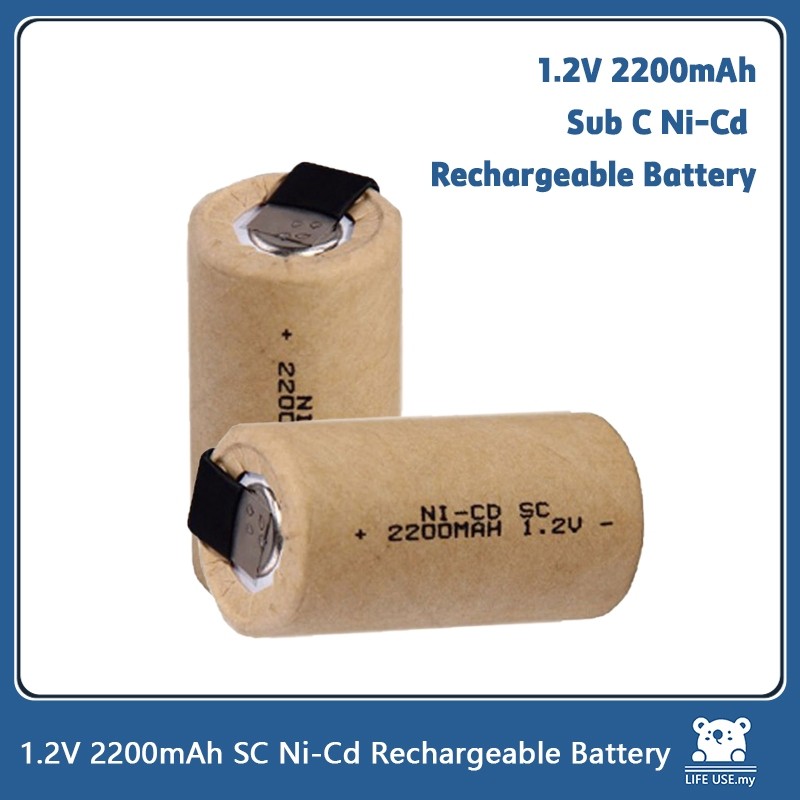 Sub C 1.2V 2200mah พร้อมแท็บเชื่อม SC Ni-Cd แบตเตอรี่ชาร์จ, สําหรับไขควงไฟฟ้า, สว่านไฟฟ้า, และเครื่องมือไฟฟ้าอื่นๆ