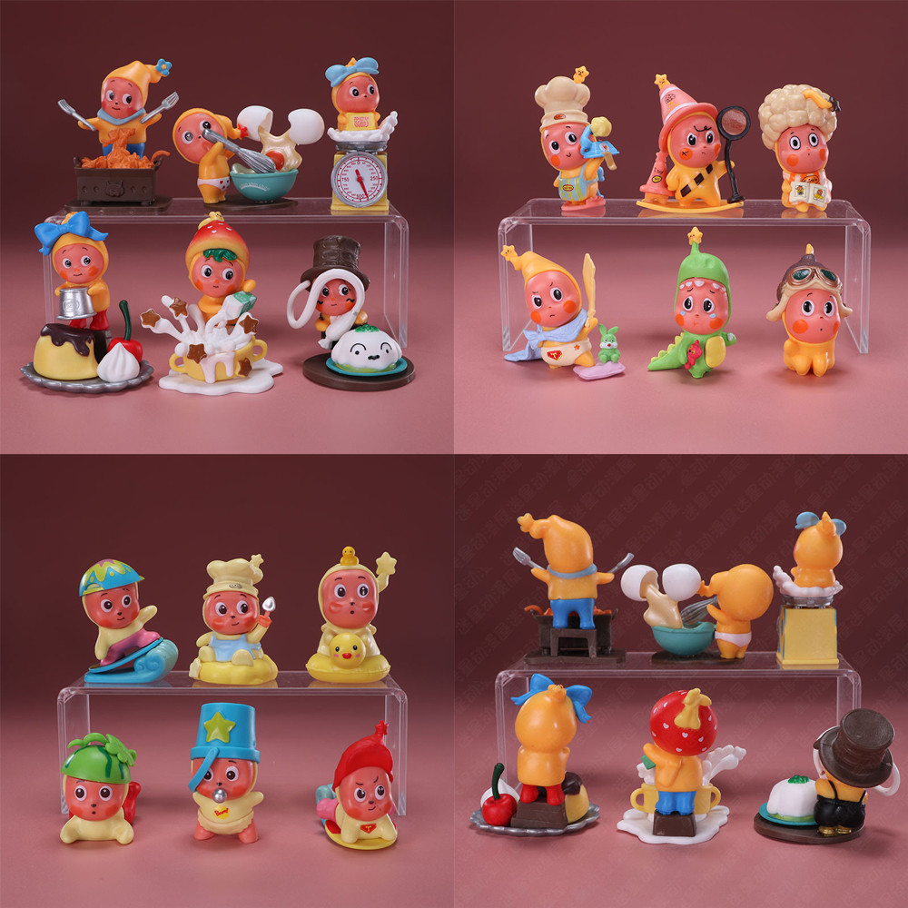 6 ชิ้น/เซ็ต 8 ซม.ร้อนอะนิเมะเราเป็น Twinkle รุ่น Q มินิรูป Little Star Man PVC Action Figurines เดสก์ท็อปตกแต่งตุ๊กตาของเล่น