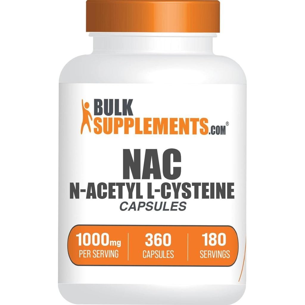 BulkSupplements.com NAC 1000 mg Capsules - N-Acetyle Cysteine 1000mg, อาหารเสริม NAC, NAC1000mg - แค