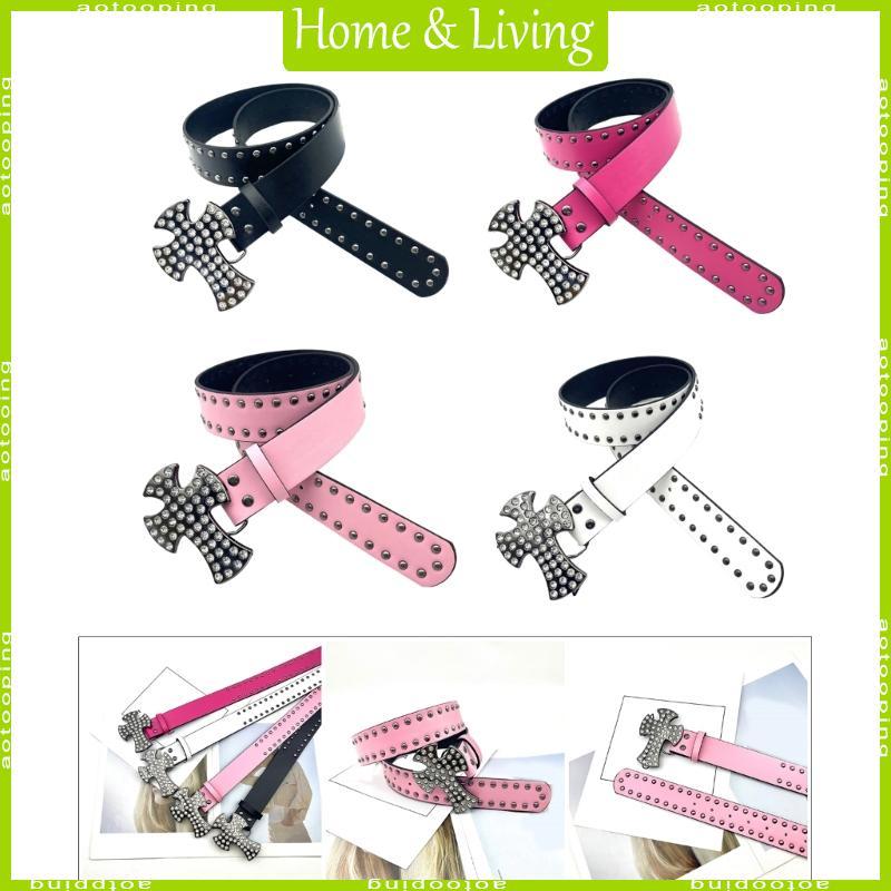 AOTOO 2025 Crossed Buckle เข็มขัด 90s เอวตกแต่งเอวเครื่องประดับ Gothic Girdle