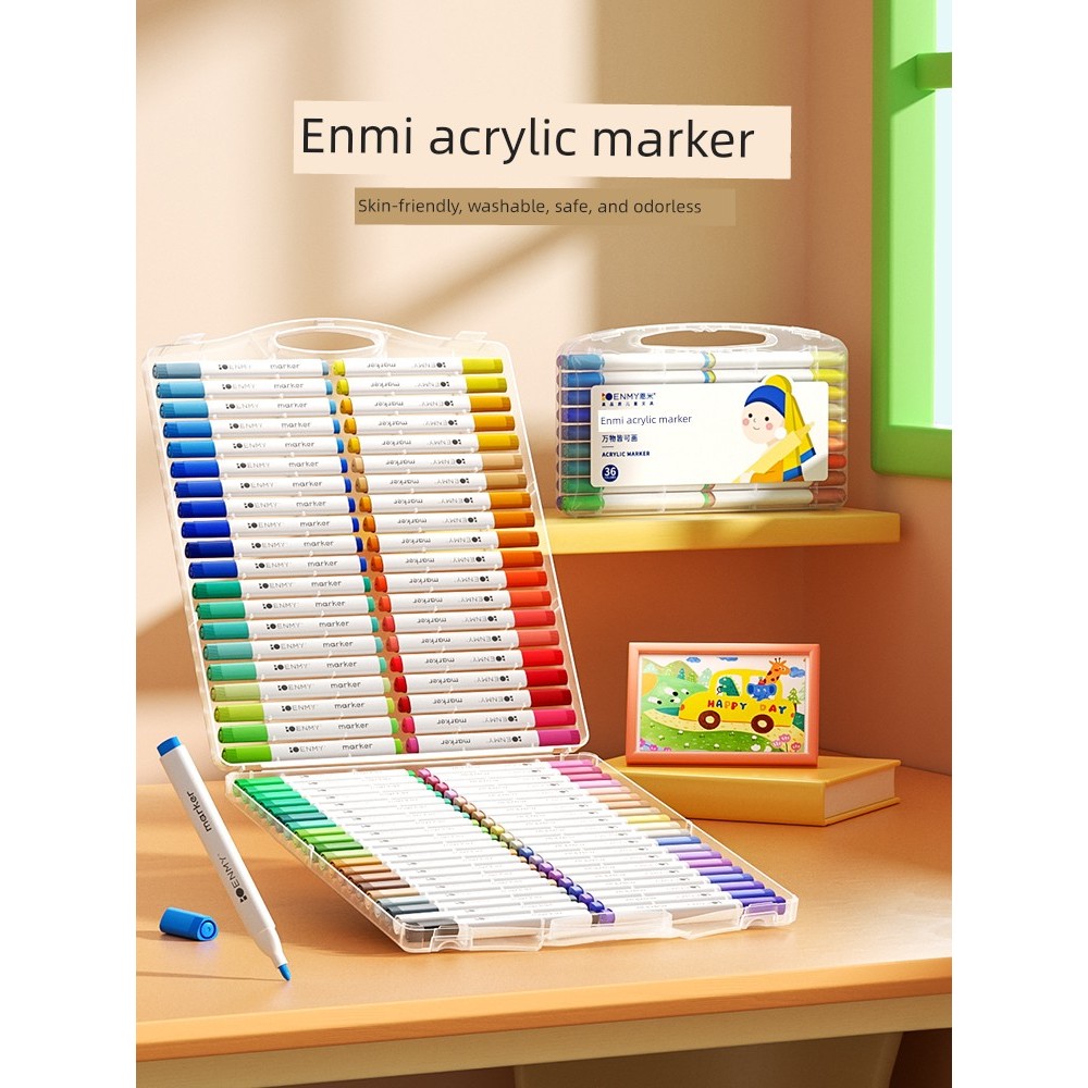ปากกามาร์คเกอร์ สีเมจิก ENMY ปากกามาร์กเกอร์ Enmi Acrylic สำหรับนักเรียนชั้นประถมศึกษาปากกาวาดภาพสีท