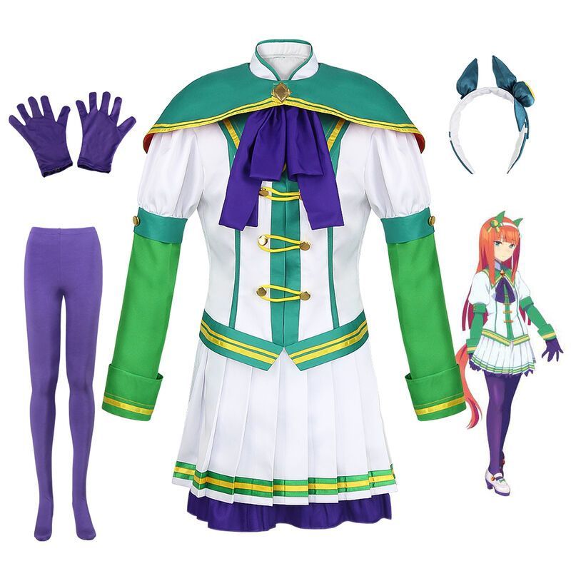 อะนิเมะเกม Horse Racing Girl Silent Suzuka ชุดกระโปรงคอสเพลย์เครื่องแต่งกายสวย Derby Silence Suzuka 