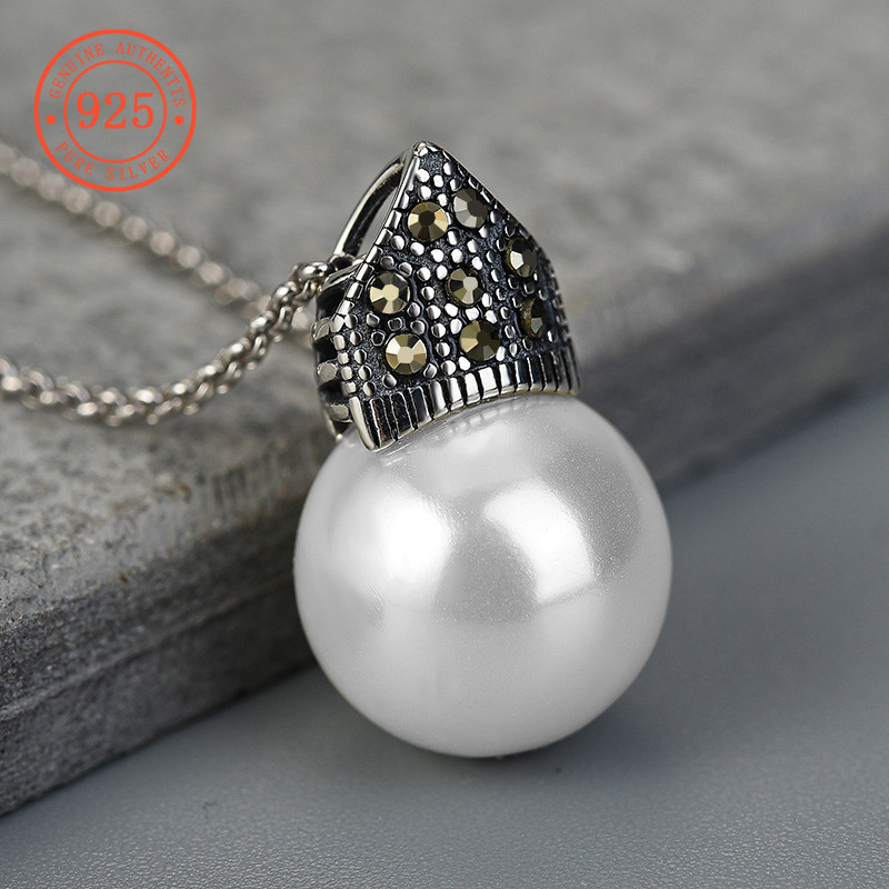 SHEFULI Vintage อเนกประสงค์เรขาคณิตเพชร-เรียงราย Pearl Stud ต่างหูสร้อยคอ CSX1963