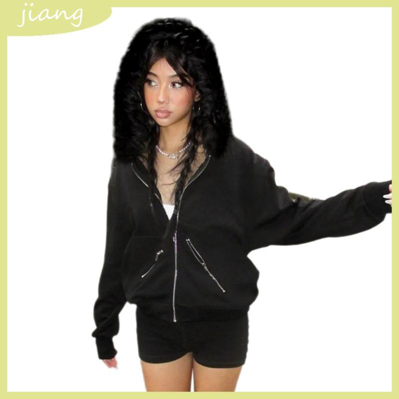 JN Stylish Zippered Hooded Sweatshirts นุ่มสบาย Outwear Casual Topfor Daily Leisure และ Social Gathe