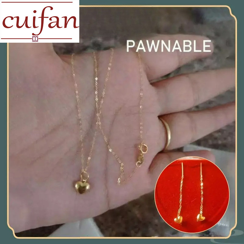COD Original 18k Saudi gold pawnable Nasasangla 99.99% Love ชุดสร้อยคอต่างหูสําหรับผู้หญิงของขวัญ