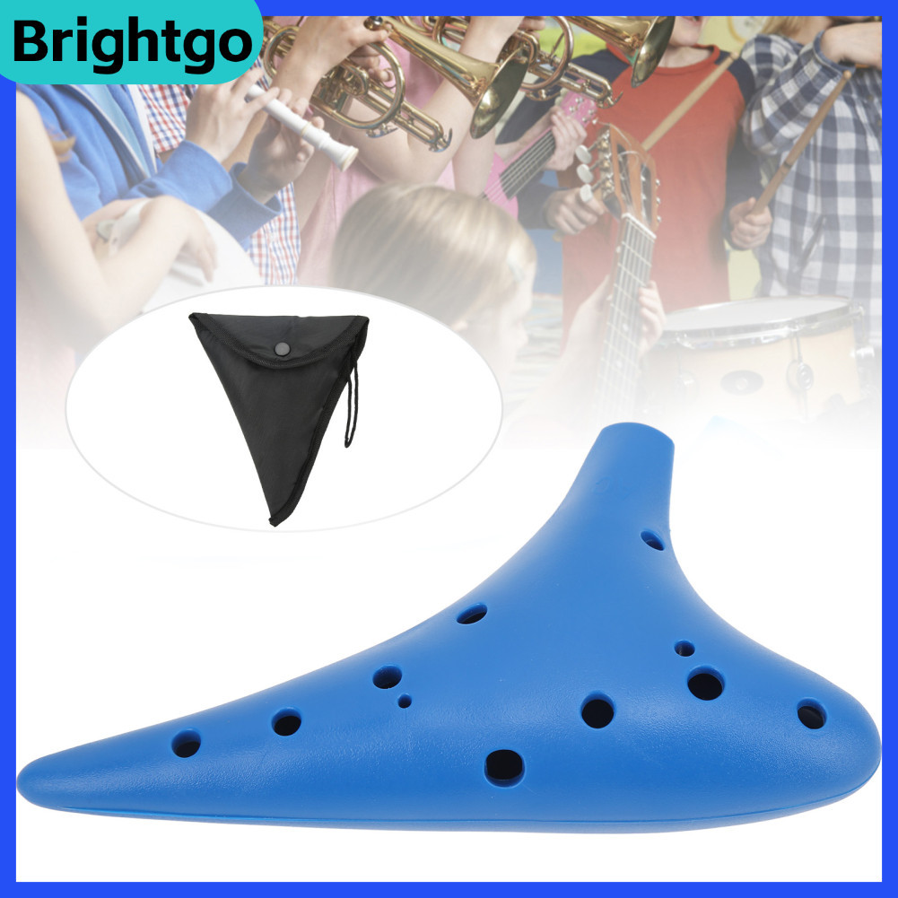 Brightgo-th 12 หลุม Ocarina Wind Instrument พลาสติกสีฟ้า Professional และชุดเริ่มต้นพร้อม Musical Sc