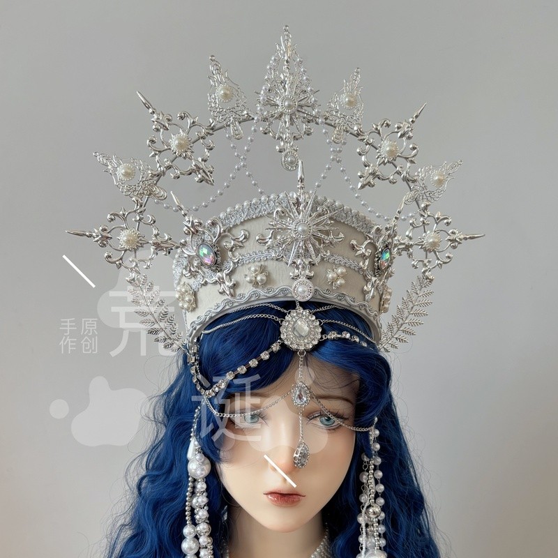 [ร้านใหม่จัดส่งฟรี] Lolita Virgin Halo Dudo Crown รัสเซีย Snow Country Princess Silver White Hair Cr