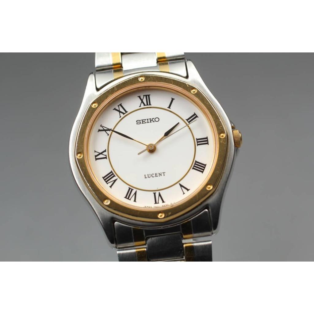 Vintage 1993 N MINT Seiko Lucent 7N01-6510 Two Tone Roman Qz 31mm Mens Watch