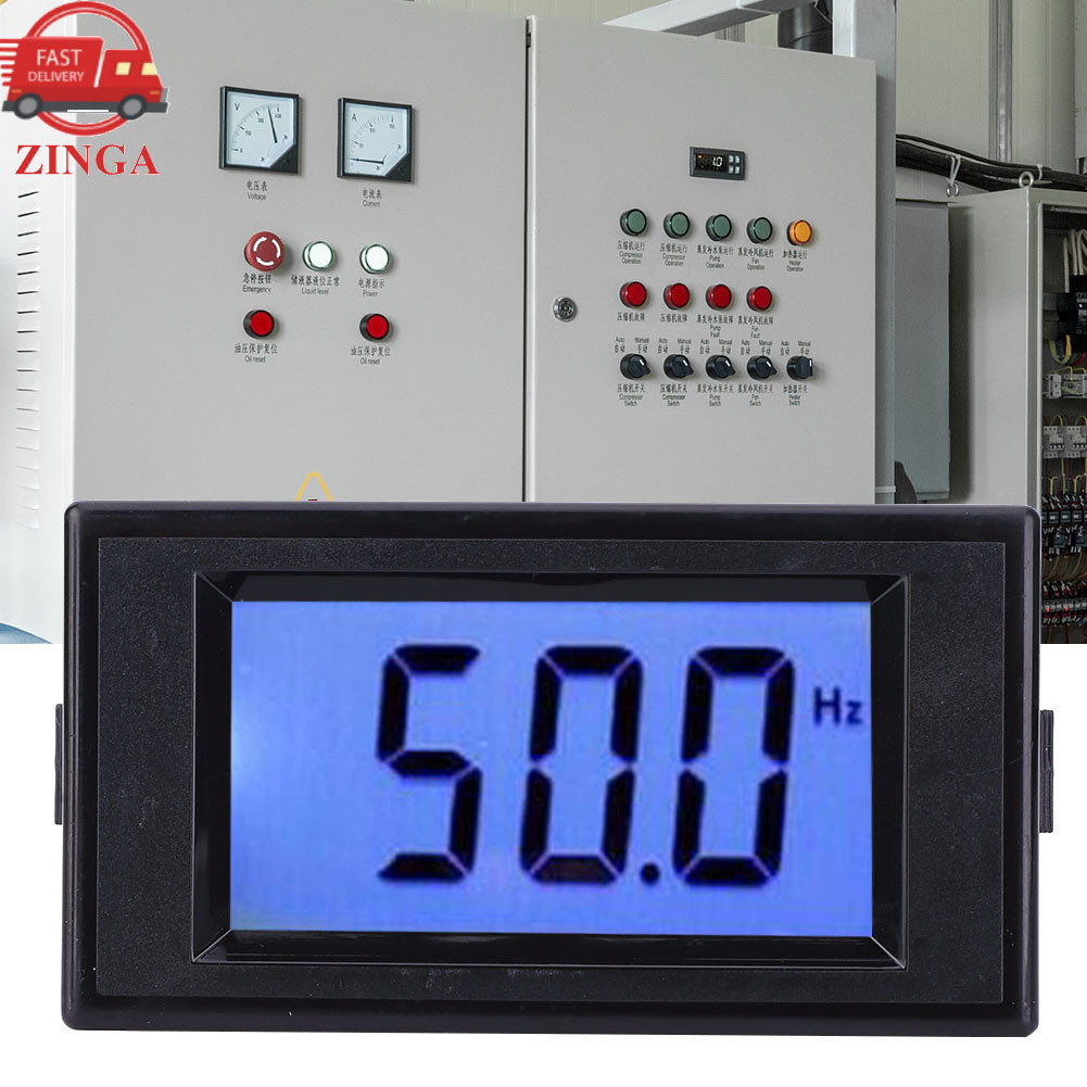 zinga-th D69‑HZ เครื่องวัดความถี่จอแสดงผลดิจิตอล 45.0-65.0Hz AC80-300V Cymometer พร้อมหน้าจอ LCD
