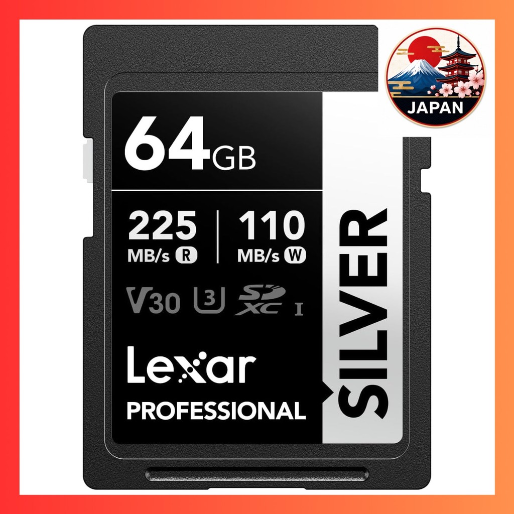 [Directly from Japan]Lexar Silver SDXC Card 64GB, Read Speed up to 225MB/s, Write Speed up to 110MB/