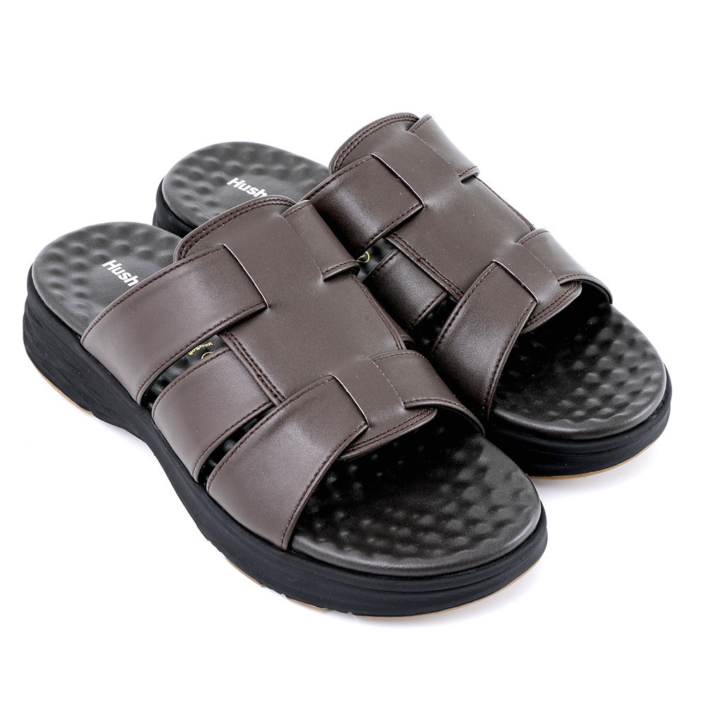 Hush Puppies شبشب رجالي جلد صناعي — بني