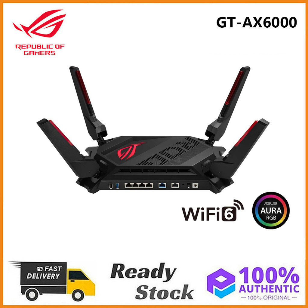 Original ASUS ROG Rapture GTAX6000 DualBand WiFi 6 Gang Router Dual 2.5G พอร์ต Enhanced HardwareHT99