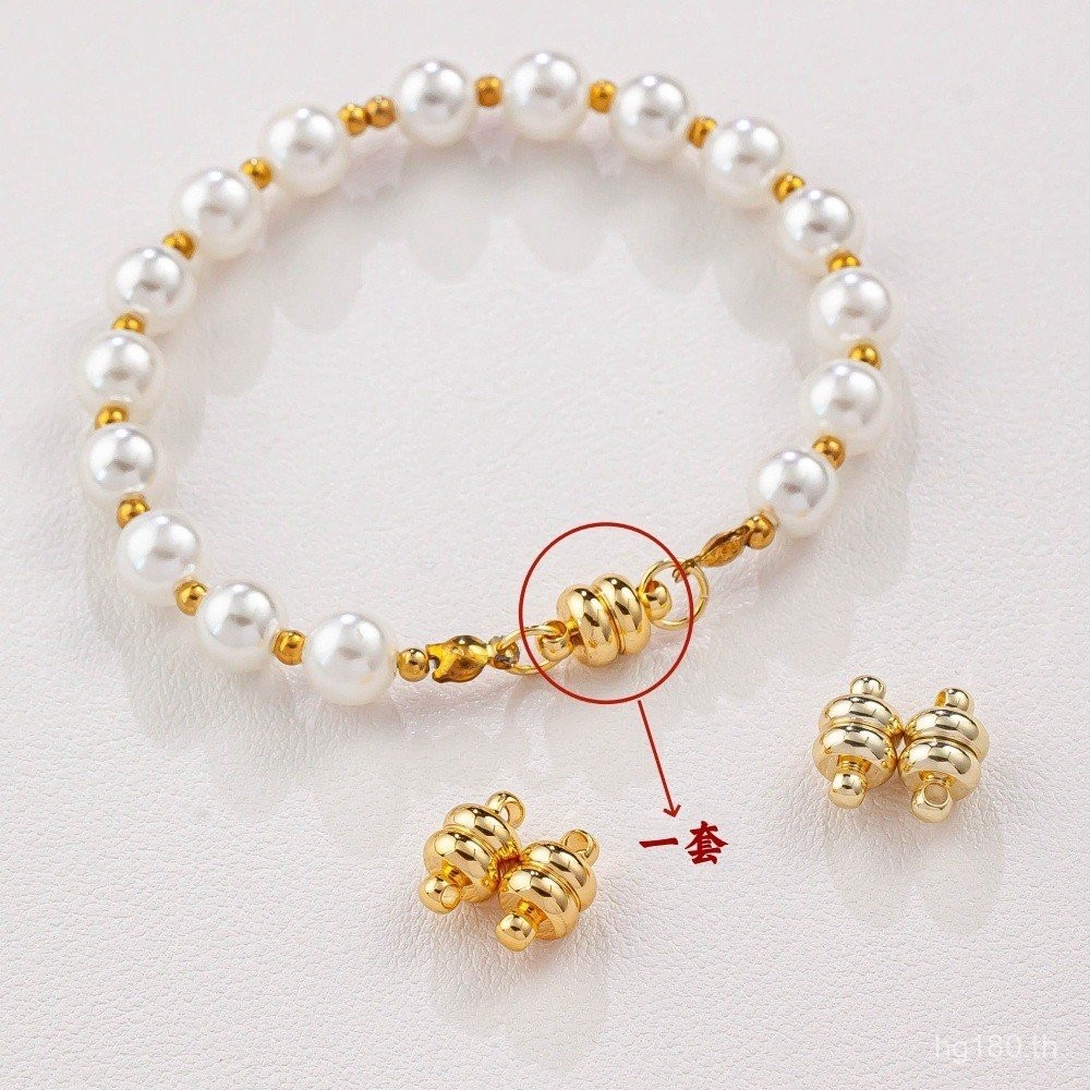 แม่เหล็กคลาสป์ 14K สีเงินสดใส สำหรับสร้อยข้อมือและสร้อยคอ ออกแบบเองด้วยมือ ปลายแบบห่อด้วยทอง GSE6