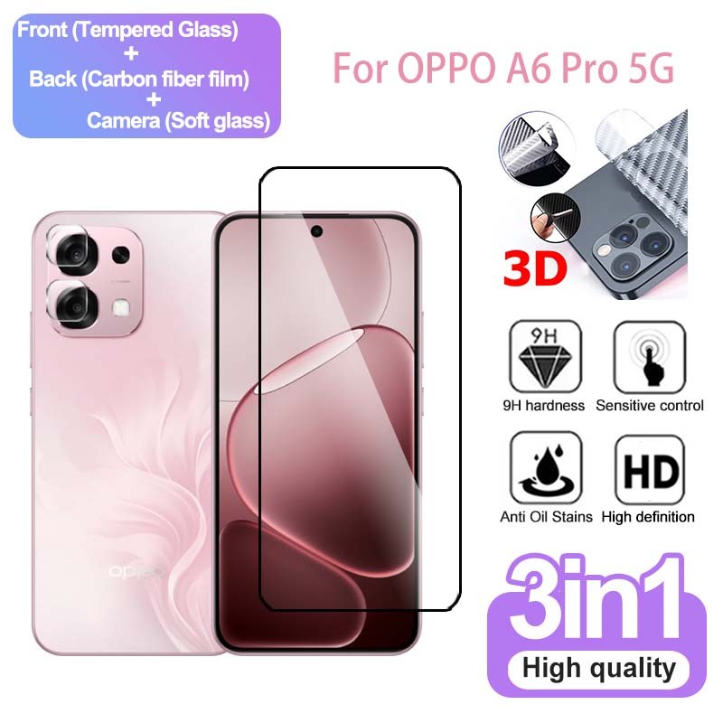 ฟิล์มป้องกัน 3 IN 1 OPPO A6 Pro 5G 4G กระจกนิรภัยฟิล์มสำหรับ OPPO A6 Pro A5 Pro A5i Pro A5x A5s A3 A
