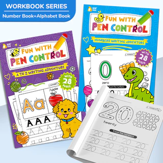 GeeToy สมุดลากเส้นสำหรับเด็ก ครบจบในเล่มเดียว! ฝึกเขียน A-Z ระบายสี เรียนรู้ 1-20 สุดคุ้ม