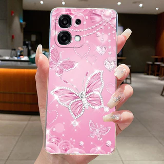 สําหรับOppo A6 Pro 4G CPH2799 กรณีOppo A6 Pro 5G CPH2781 ฝาครอบใสแฟชั่นหรูหราผีเสื้อดอกไม้นุ่มTPUซิลิโคนโทรศัพท์กรณี