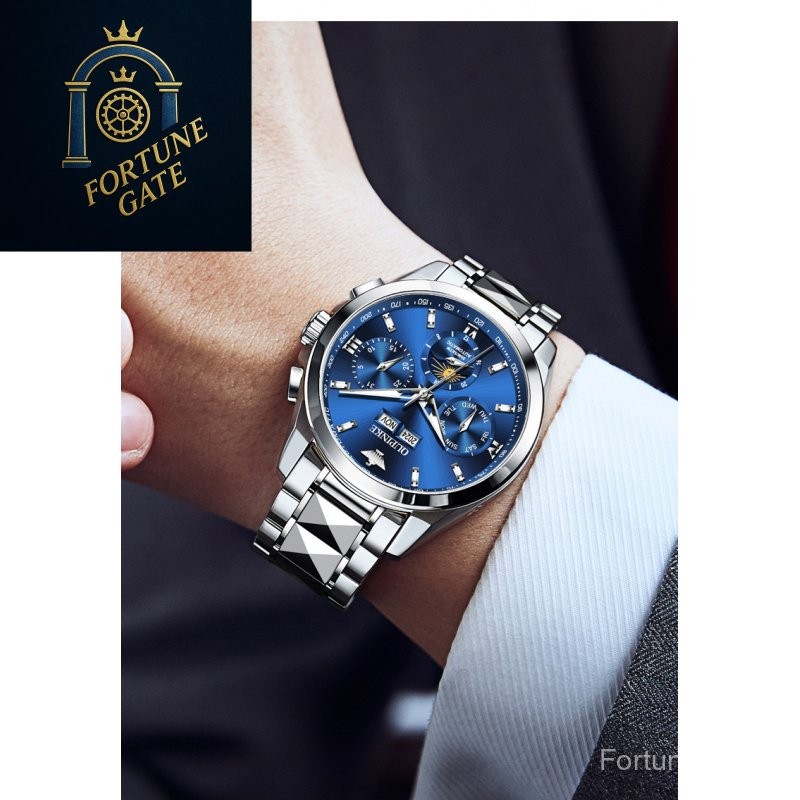 นาฬิกาอัตโนมัติสำหรับผู้ชาย Oupinke นาฬิกาผู้ชายมัลติฟังก์ชันเรืองแสง OOFO