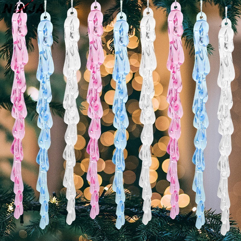 12/24/48 ชิ้นอะคริลิคใส Icicle เครื่องประดับ - ปีใหม่ Party Decor - จําลอง Icicle จี้ - หลุม - Twist