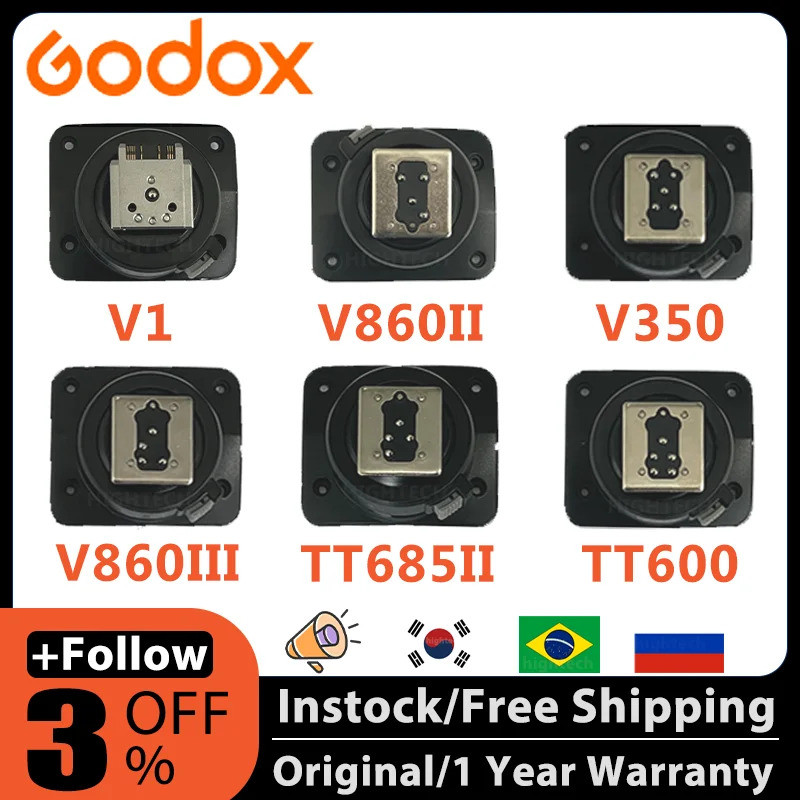Godox TT600S V860III แฟลชรองเท้าร้อนเปลี่ยนอุปกรณ์เสริมใช้งานร่วมกับ Speedlite V1 V860II V850III V35