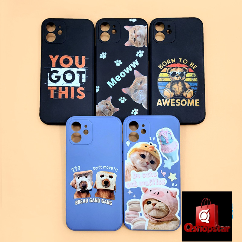 เคสนิ่มสีพาสเทล ไอโฟน XR i11 i12 i14 i14+ TPU กันเลนส์กล้อง พิมพ์ลายการ์ตูน