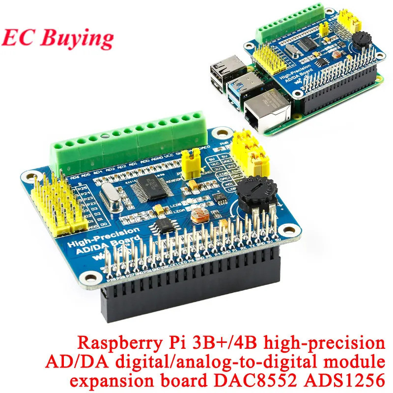DAC8532 ADS1256 Raspberry Pi High-Precision AD/DA ดิจิตอล Analog โมดูลขยายบอร์ดพัฒนา Pi 3B +/4B Onbo