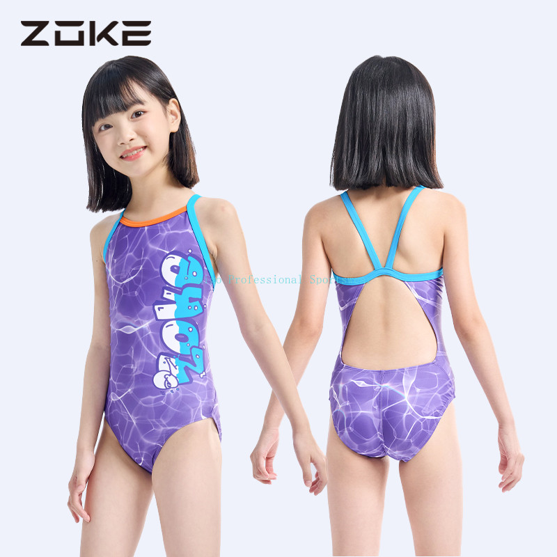 ZOKE Girls One Piece ชุดว่ายน้ำแห้งไวสำหรับฝึกซ้อม, กันแดดรังสี UV UPF 50+, ทนคลอรีน, เหมาะสำหรับเด็กและเยาวชน