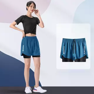 MEFEEE กางเกงขาสั้น 2 ชั้น Dir-Fit M-5XL Unisex สำหรับวิ่งและขี่จักรยาน ทำจากตาข่าย สีดำ/เทา/ฟ้า