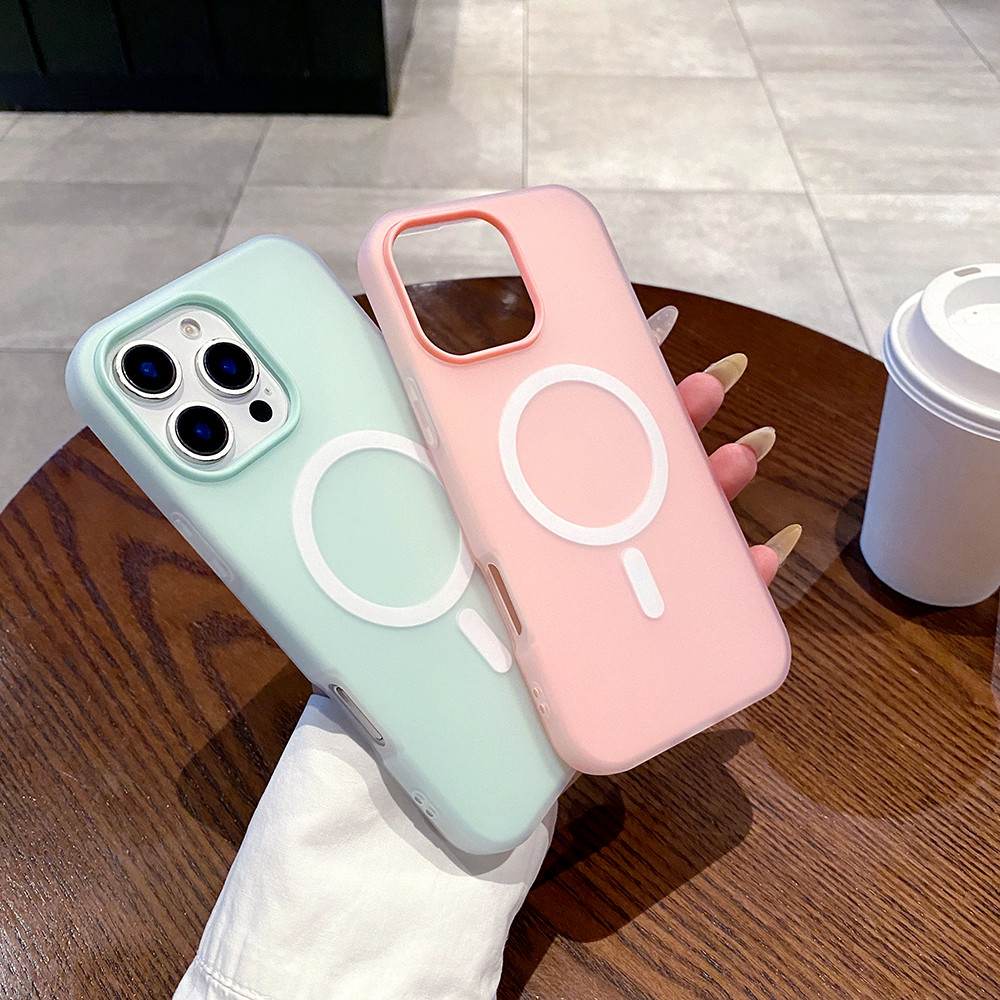 PC + TPU 2-in-1 เคสโทรศัพท์แม่เหล็กสีลูกกวาดสําหรับ for iPhone 17 11 12 13 14 15 16 Pro Max ปลอก ฝาหลังแม่เหล็กสําหรับ - รูปที่ 4