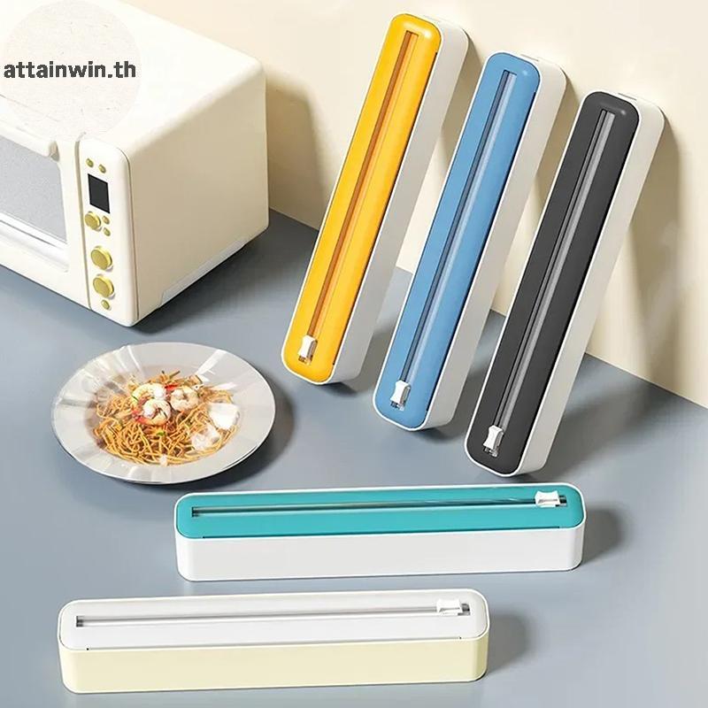 Attainwin 2 In 1 พลาสติก Wrap Dispenser อาหาร Cling ฟิล์มเครื่องตัดห่อกล่องเก็บอลูมิเนียมฟอยล์ยืดฟิล์มตัดอุปกรณ์ครัว th