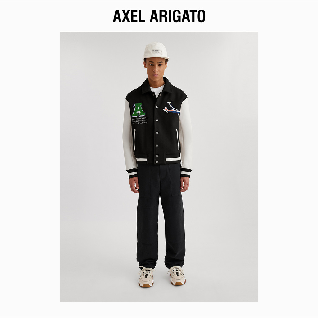 Axel Arigato Mayday แจ็กเก็ตสไตล์เบสบอล bomber jacket ปักลายคลาสสิก สีดำ เหมาะสำหรับผู้ชาย