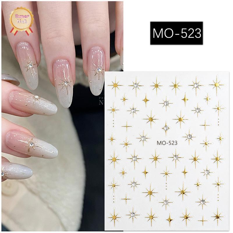 SuperNail 1 แผ่นเงิน 3D เลเซอร์ Starburst สติ๊กเกอร์ติดเล็บ Vibrant เล็บตกแต่งสําหรับเล็บ French Nail Art และ DIY Vary