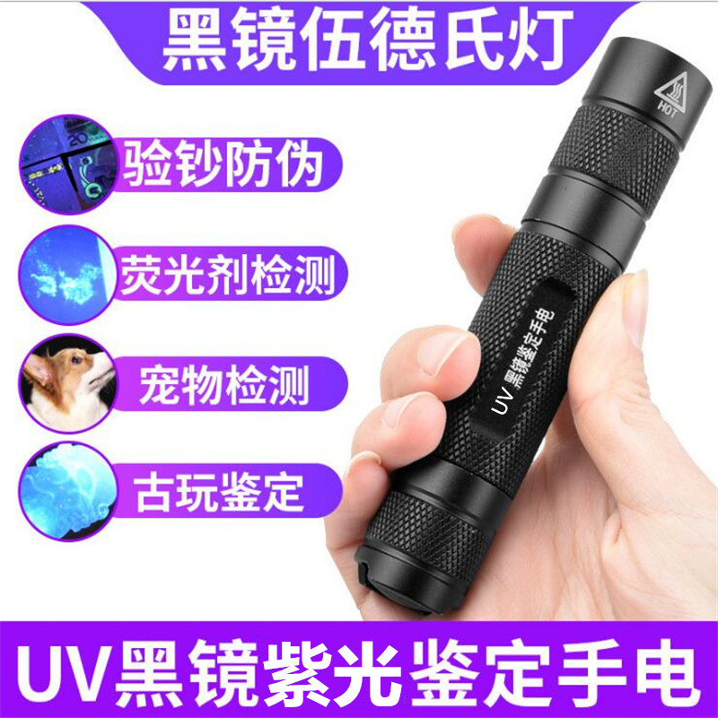 ไฟฉาย UV สำหรับตรวจสอบของแท้ พร้อมหลอดไฟ UV ส่องผ่านกระจกสีดำและม่วง ใช้งานได้หลากหลาย เช่น เหรียญ ข