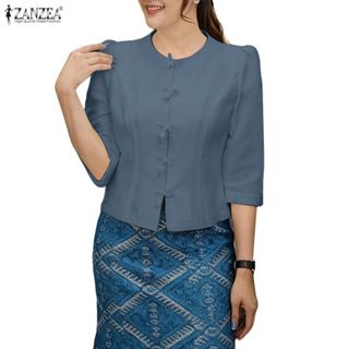 ZANZEA เสื้อผู้หญิงสไตล์เกาหลีหรู แขนกุทัณฑ์ ทรงกระชับเอว