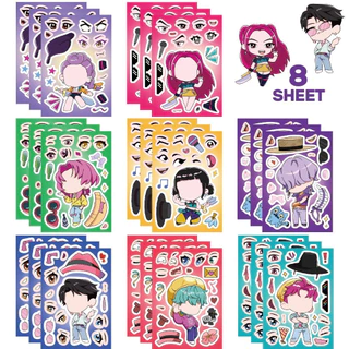 สติ๊กเกอร์ไลน์ K-Pop ไอดอล น่ารัก กันน้ำ 8 ชิ้น สำหรับติดโทรศัพท์ สมุดบันทึก ของกระจุกกระจิก
