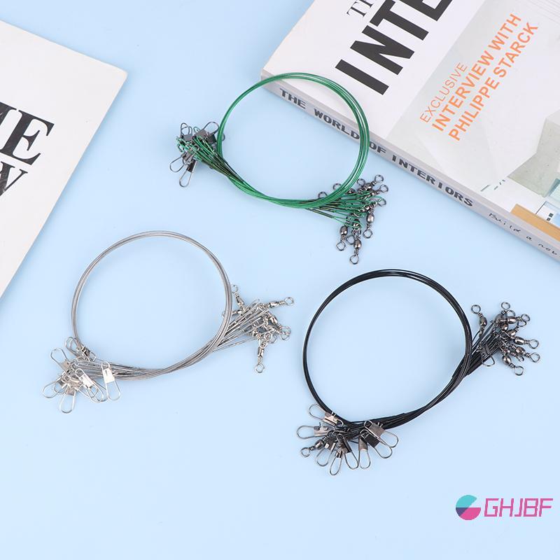GHJBF] 10 ชิ้น 10/15/20/25/30 ซม.Anti-bite ลวดเหล็ก Leash Lure Fishhook Line Trace Wire Leader พร้อมหมุนตกปลา Lure อุปกรณ์เสริม s ลม nicen n