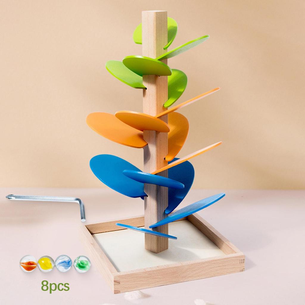 [szxflie3n] ของเล่นไม้ Rainbow Musical Ball Drop Tree Toy Marble Ball Run Track Game