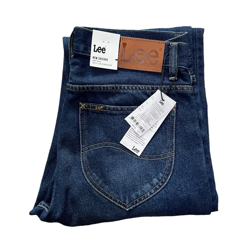 LEE NEW CHICAGO ยีนส์ชาย กระบอกใหญ่ ไม่ยืด เอวกลาง เป้าซิป ของแท้จากช็อป