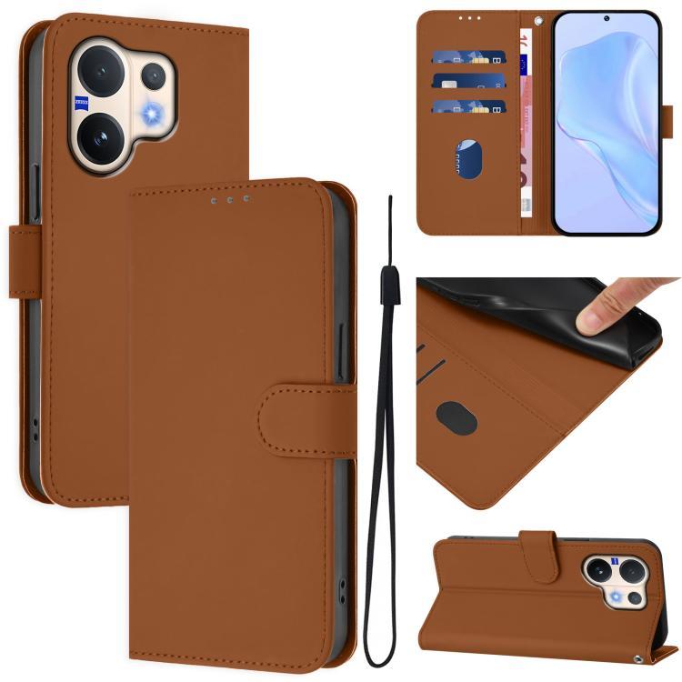 พร้อมส่ง Skin Feel เคสโทรศัพท์หนังสีทึบพร้อมเชือกเส้นเล็กสําหรับ vivo V60 5G Global/vivo Y400 5G Glo