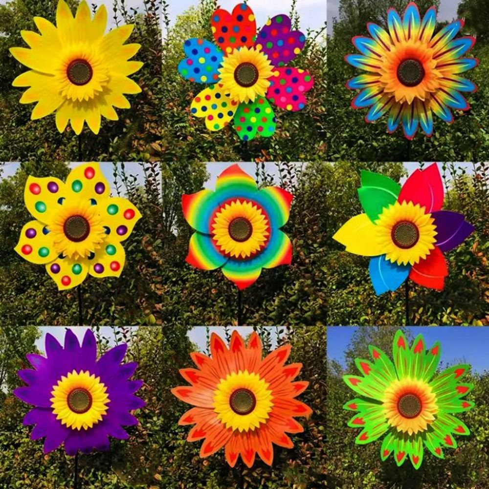 ACECINAR หมุนดอกทานตะวัน, PVC Multistyles Sunflower Windmill, เส้นผ่านศูนย์กลาง 36 ซม.สวน Yard Wind Spinner ปาร์ตี้กลางแจ้ง Picnic Decor - รูปที่ 4