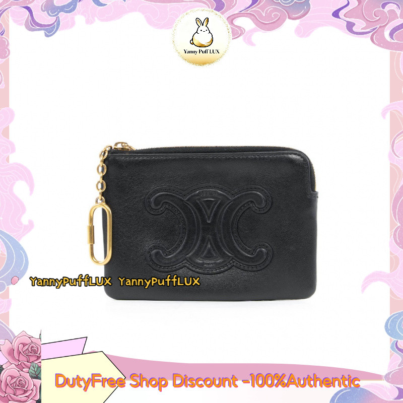CELINE TRIOMPHE COIN PURSE CUIR กระเป๋าสตางค์เหรียญ Zero กระเป๋าสตางค์