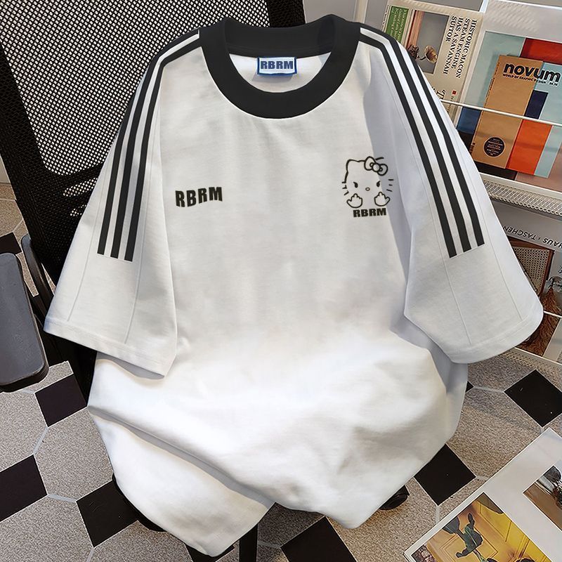 เสื้อยืดแขนสั้นลายพิมพ์เรโทร สไตล์อเมริกัน สำหรับสาวๆ ในซั머ลุค - รูปที่ 4