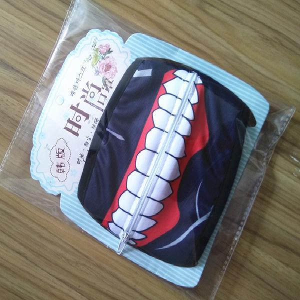 หน้ากาก Cosplay Tokyo Ghoul Ken Kaneki ทำจากผ้าฝ้ายแท้มีซิปป้องกันฝุ่น