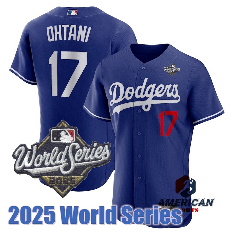 Mens 2025 World Series Los Angeles Dodgers Jersey Shohei Ohtani Blue Baseball Player Jersey