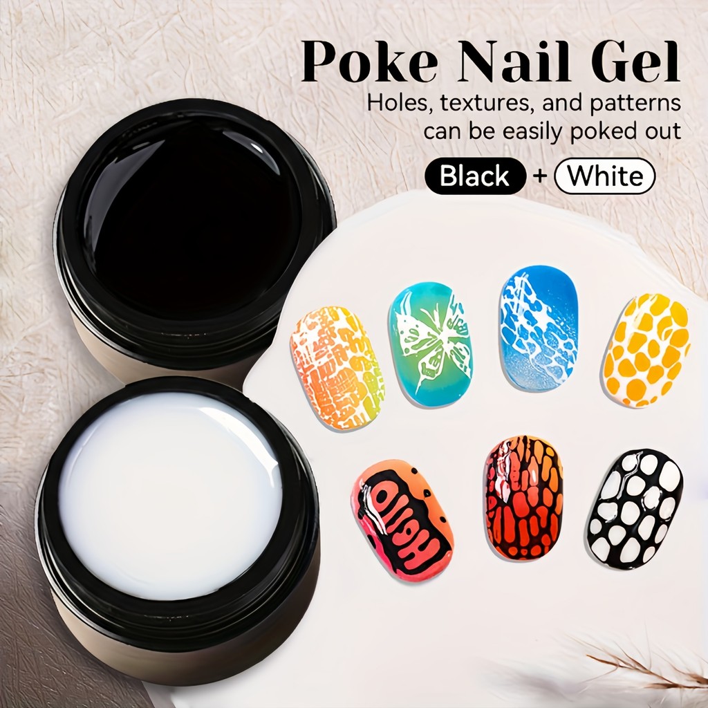 OsNailmall Nail Poke Gel สีดําและสีขาวภาพวาด Hole กาว Wash-free Texture Phototherapy กาวเล็บ Art เล็บเจลคริสต์มาส Creative Nail Art